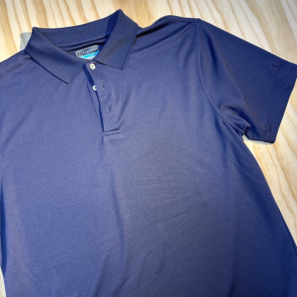 PGA Tour Mens XL Navy Blue Airflux Mesh Short Sleeve Golf Polo Shirt